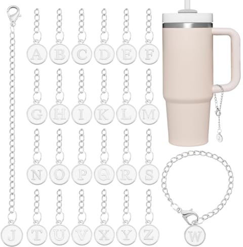 AHANDMAKER 26 Stück Buchstaben-Charm-Zubehör Für Name, ID, Initial-Charms, Personalisierter Griff-Charm Für Tumbler, Legierung, Emaille-Anhänger Für Einfachen, Modernen/Bechergriff