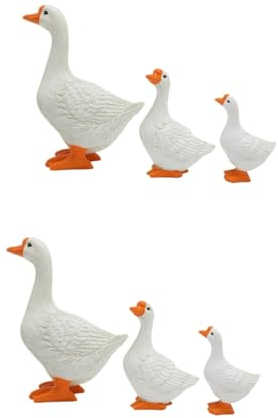 Yardwe Tierstatuen 6 STK Simulationsmodell Einer weißen Gans Mikro-Landschaftsornament Gans-Ornamente Statue Gans Figur Gänsefiguren aus Harz Miniatur Kunsthandwerk aus Harz Gänschen
