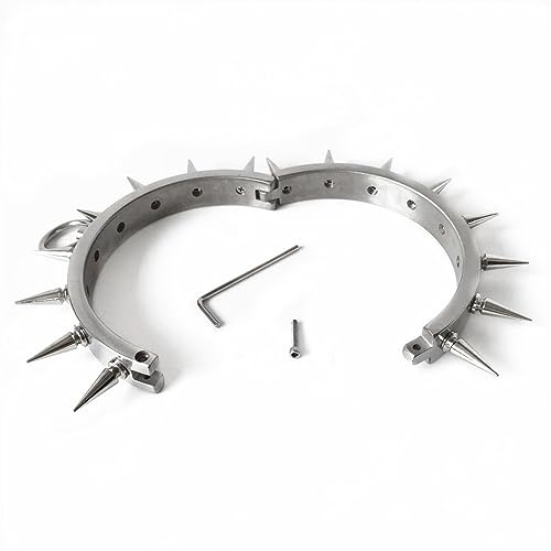 Abschließbar Metall Halsband Halsfessel mit Spike Folter Edelstahl Kragen Halsreif SM Bondage Sex Halsbänder Sklaven O-Ring Rolle Spielen Restraint Sex Spielzeug für Männer Frauen Paare,Männlich