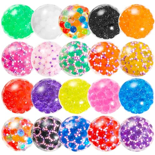 FIDWOD Stress Ball Fidget Toys for Kids: Party Bag Fillers Sensory Gifts Pack - Squishy Balls with Water Beads - Stocking Stuffers Anxiety Relief Set for Autism Boys Girls 20 PCS