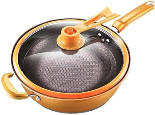 Padelle antiaderenti Wok a Nido d'Ape in Acciaio Inossidabile Senza Fumo d'olio Padella Wok (30 cm)
