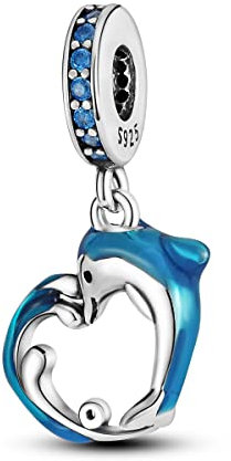 CYCUFF Charms en Argent Sterling 925 pour Bracelet Européen & Colliers Pendentifs Perles Bijoux Cadeau pour les Femmes Famille Amis (Charm Dauphin)