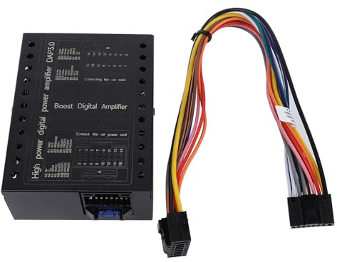 Bil DSP-förstärkare, Stabil Ljudutgång, A/B-klassteknik, 4 Kanaler 60W, 2/4 Ohm, Finjustering Av Bas Diskantvolymjustering, för Billjudsystem Mattsvart Metall