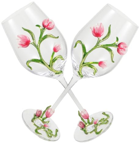 CIYODO 2piezas Copas De Vino Tulipán Grabadas Resistentes Para Whisky y Cócteles Decorativas