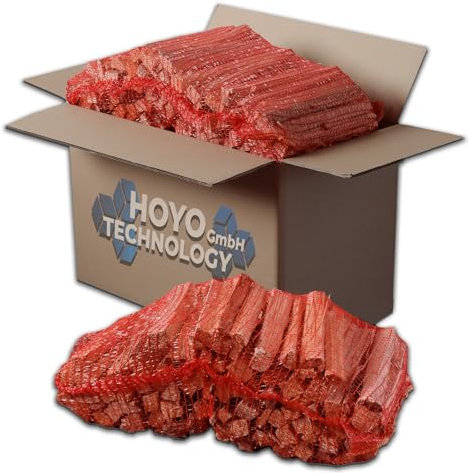 Trockenes Anzündholz 30 kg Kiefer - 25 cm Scheite - Schnellentzündend - Ideal für Kamin, Grill, Ofen & Feuerstelle zum anfeuern - Trockenes Anmachholz - 4 Säcke