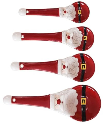 Alipis Messlöffel Aus Keramik mit Weihnachtsmann- 4er-set Weihnachtsdeko für Die Küche Präzise ​​leicht Zu Reinigen