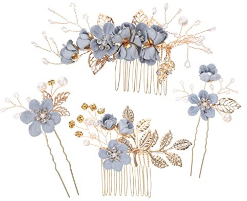 CANIGHT 4stücke Teiliges Set Goldene Haarschmuck Für Braut Haarspangen Und Haarkämme Für Hochzeiten Und Besondere Anlässe Handgefertigte Blumendekoration Für Einen Bezaubernden Look