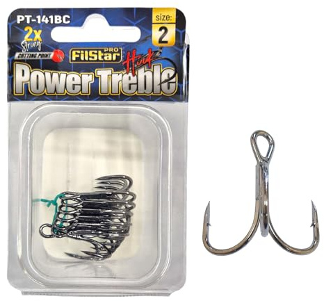 PRO FILSTAR Drillingshaken Set N2 7 STK- Drillinge Angelhaken - Sport Set | Treble Fishing Hooks - Angeln Haken - Kunstköder Jighaken - Hecht Wels Zander Angel Haken - Wobbler & Pilker Jig Haken