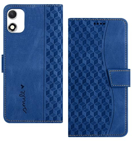 HAOFUGUI Flip Funda Movil para Motorola Moto E13,PU Cuero Billetera Carcasa con Soporte/Ranuras para Tarjetas/Cierre magnético,Moda Flip Phone Cover Case-Azul