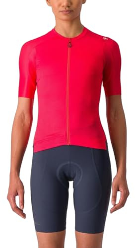CASTELLI Damen Espresso-Trikot mit atmungsaktivem Stretch-Stoff für Gravel Cycling & Rennrad, Hibiskus/Dunkelgrau, Mittel