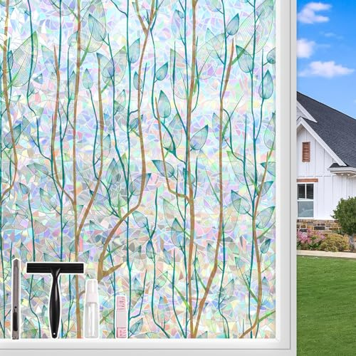 KPOMAPOLIS Crescent Grove Decor Belle Fenêtre D’intimité Film Bleu Vert(30 * 200cm)