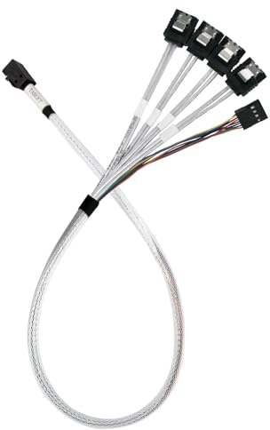 SilverStone Technology CPS05-RE : câble épais blindé Mini SAS-SFF-8643-36 broches vers SATA 7 broches SST-CPS05-RE