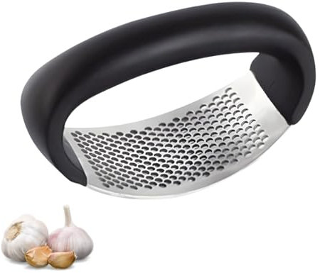 PARENCE.- Spremiaglio multifunzionale in acciaio inox - Macinaaglio piccolo e compatto con impugnatura ergonomica - 10,5x5cm, nero