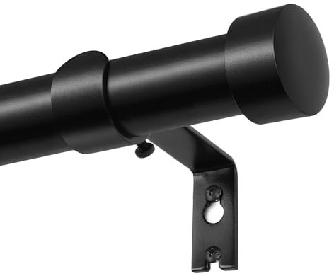 KAMANINA Barra Cortinas Negra 80 a 218 cm, Barra de Cortinas Extensibles Con Remates, 25 mm de Diámetro Barra para Cortina Juego Ajustable, Decorativa Palos para Cortina para Dormitorio y Salon