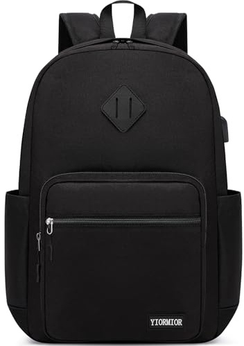 YIORMIOR Zaino Scuola Superiore Media università Donna Uomo, Zaino Porta Pc Uomo da 15.6 Pollici con Porta USB Impermeabile
