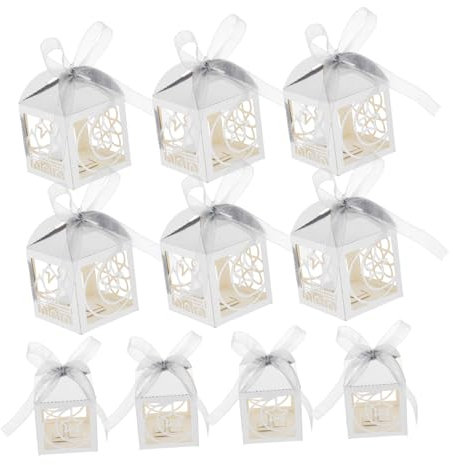 CLISPEED 50piezas Cajas De Dulces Navideños Decoradas Con y Luna Prácticas Para Regalos Eid Mubarak y Ramadán Cintas Incluidas