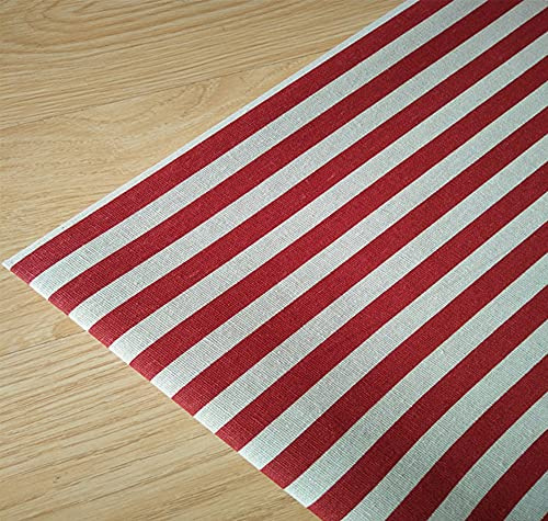 ONECHANCE Baumwollstoff Meterware Streifen Muster zum Nähen 100x150cm Leinenstoff Bedruckt für Polsterung Kissenbezug Color 1.2cm Rot/Weiß Size 1 Meter