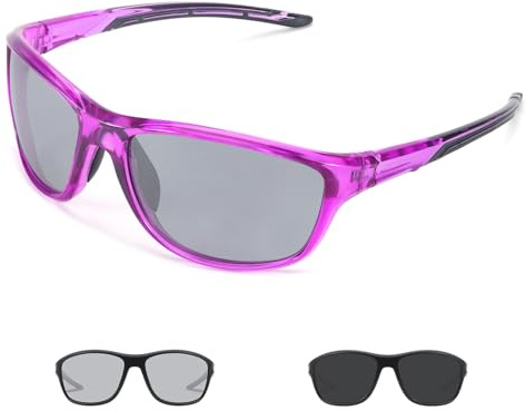 SIPHEW Photochrome Sport-Sonnenbrille für Damen und Herren, polarisierte Fahrradbrille Sportbrille UV400-Schutz Laufbrille zum Rennrad Radfahren Laufen Fahrrad
