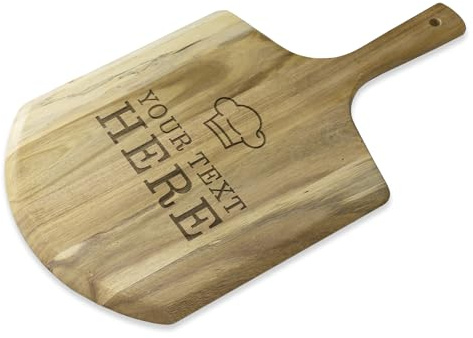 Personalised Pizza Peel Paddle - Custom Engraved Wooden Pizza Paddle Board - Custom Text - Serving & Chopping Board Gift for Pizza Lovers, Birthday, Christmas or Housewarming