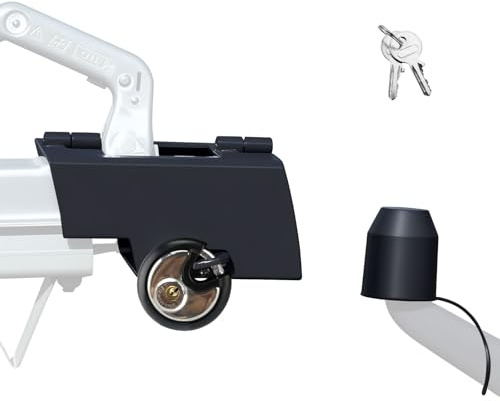 Homvvi Anhängerschloss mit Rundschloss - Diebstahlsicherung Kastenschloss Anhänger Schloss, Deichselschloss für An & Abgekoppelte Anhänger - Schnell zu installieren, 18.5 x 10 x 9.5cm