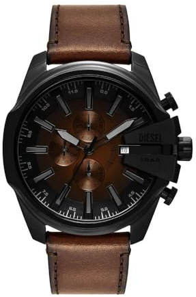 Diesel Mega Chief Slim Watch for Men, Chronograph Movement with Stainless Steel or Leather Strap
