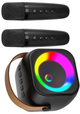 Piccola Macchina Karaoke Con 2 Microfoni Senza Fili Per Bambini Adulti Viaggi Portatile Caraoke Altoparlante Compatibile Con Altoparlante Compatibile
