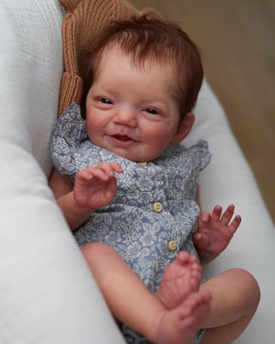 Zero pam 50 cm Reborn Baby Vollsilikon Lebensecht Mädchen Puppe mit Weichem Körper, Verwurzeltes Haar Süßes Lächeln Vinyl Ganzkörper Realistische Sieht Aus Und Fühlt Sich An Wie EIN Echtes Babypuppen