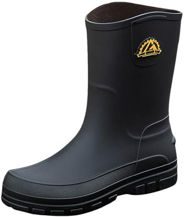 Stivali di gomma da uomo, impermeabili, da trekking, con fondo spesso, impermeabili, impermeabili, a piedi nudi, da giardino, per esterni, Nero , 42 EU