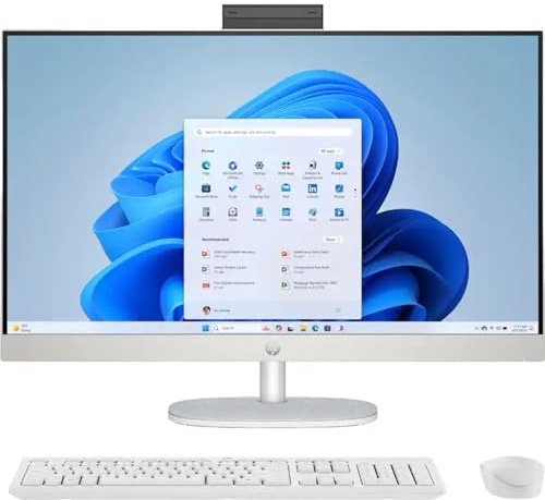 HP 27 FHD Touchscreen 2TB Mega Storage All-in-One Desktop Computer, 16GB DDR5 RAM, 2TB Storage (1TB SSD + 1TB External), AMD Ryzen 5 7520U Processor, WiFi6, Wireless Keyboard & Mouse, Windows 11
