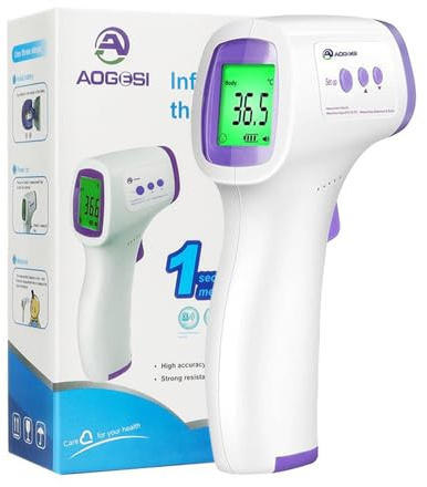 Infrared Forehead Thermometer - No Touch Digital Thermometer for Adults, Kids & Babies, 1-Second Reading, Fever Alert, LCD Display