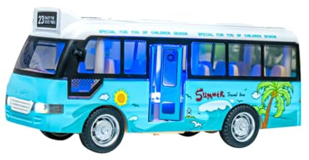 GALPADA Autobús Escolar De Juguete con Luces y Simulación para Niños Tamaño Compacto Color Azul Juguete Educativo para Desarrollo Infantil y Juego