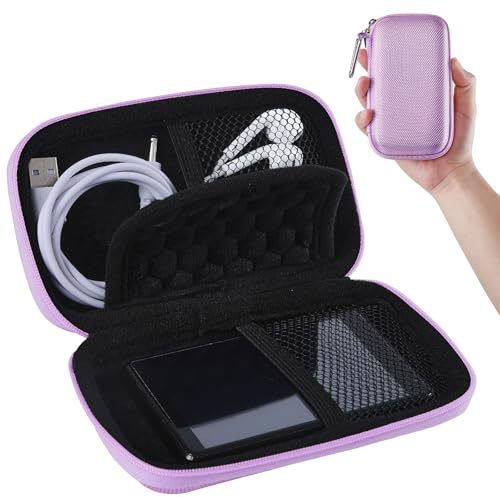 AGPTEK Schutzhülle für MP3-Player, 4 Zoll | MP3 Tasche mit Metall-Karabinerhaken, für MP3, MP4, iPod Nano, iPod Shuffle, Lila