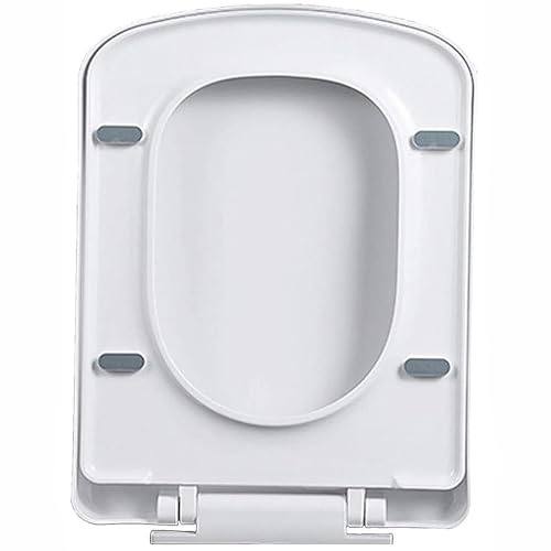 Abattant WC Carré À Fermeture Amortie, Siège de Toilette Universel Pour Cuvette De Toilette Carrées, Fixation Par Le Haut Pour Une Installation Facile, Lunette WC Rectangulaire Blanc En PP, 45x36cm