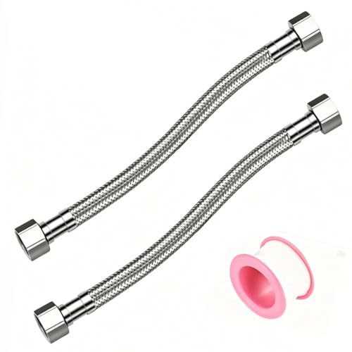 cddcwz 2 pezzi di Tubo Flessibile 1/2 X 3/8 Femmina,50 cm,acciaio inox 304 | Tubo flessibile per rubinetto, raccordo per tubo flessibile per rubinetto da cucina, WC da bagno