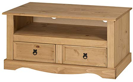 Mercers Furniture Corona Solid Wood Pine Flat Screen Tv Unit Light Fiesta Wax Wooden With Drawers Media Entertainment Stand Living Room Lounge Bedroom Mexcian Style 54cm High 99cm Wide 44cm Deep