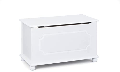 Inter Link - Baúl de madera maciza - Baúl de almacenaje - Banco de almacenaje con tapa abatible - Lacado blanco - Emel