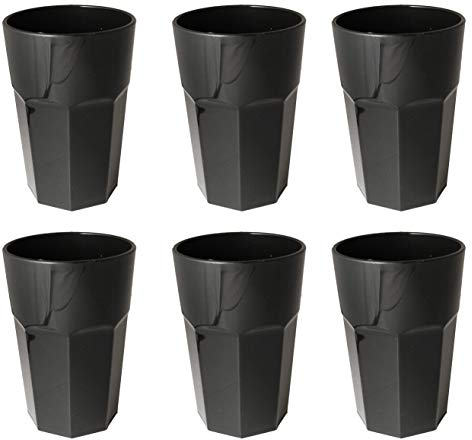OMADA Design Set di 6 Bicchieri bar, per Cocktail, da bibita o long drink 42,5 cl, altezza 12,5 cm in plastica, infrangibili, impilabili forma ottagonale e lavabili in lavastoviglie linea Unglassy