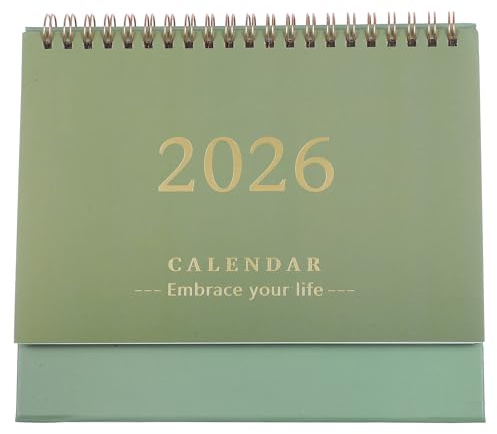 STOBOK 2026 Desk Calendar 2025.07-2026.12 Desktop Calendar 18 Monthly Daily PlannerCalendar for Office and Home Use, 19.00X16.50X8.00 cm - Green