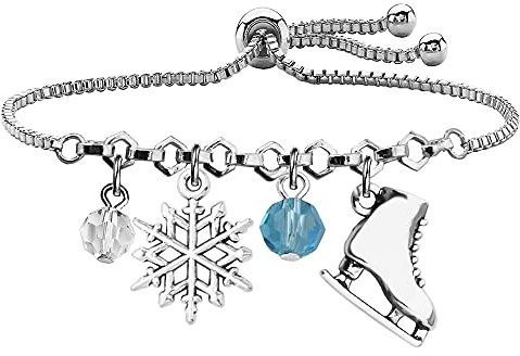 UJIMS On Ice Charm Bracelet for Anime Lovers and Figure Skaters - Ice Skating Gift for Best Friend, Skate Lover, Skater Jewelry
