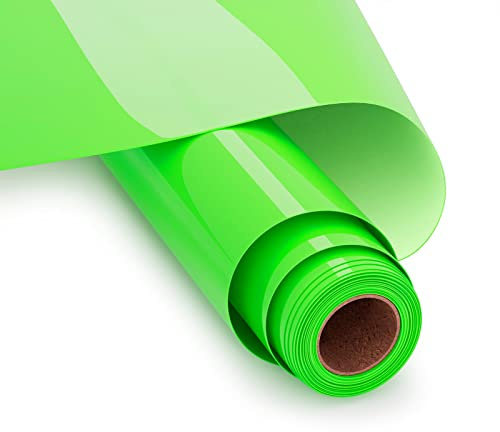 UIOK Plotterfolie Textil 30,5 x 365,7 cm, flexfolie plotter textil, neon grön flexfolie strykfolie plotter värmeöverföring vinyl för gör-det-själv t-shirt, överföringsfolie plotter flexfolie för Cricut (neongrön)