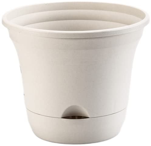 Olly & Rose Maceta de riego automático de 35 cm, maceta extragrande para interiores y exteriores, color marfil (1 x 35 cm)