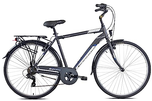 Legnano CESENATICO, City Bike Uomo, Grigio Scuro Matt o Bianco o Blu, 50