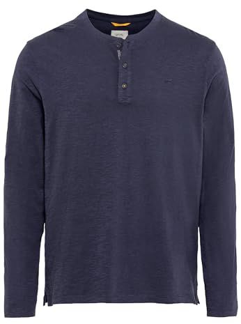 camel active Herren Langarm Henleyshirt aus Reiner Baumwolle