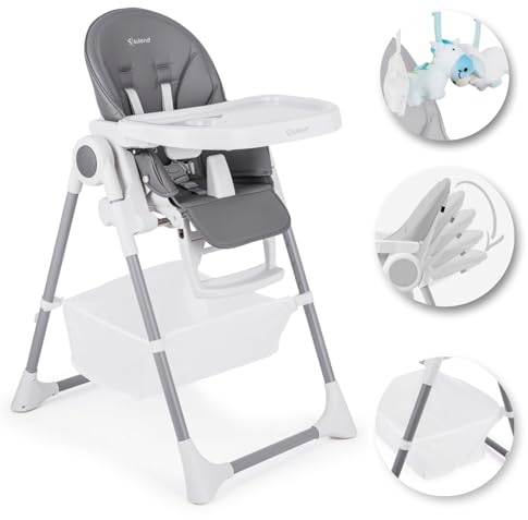 Suleno® Hochstuhl Baby mit Spielbogen und Ablage - Hochstuhl Baby mit Liegefunktion für Junge Eltern, Vielseitiger Kinderhochstuhl, Ergonomischer Baby Hochstuhl für Komfort und Sicherheit (Dunkelgrau)