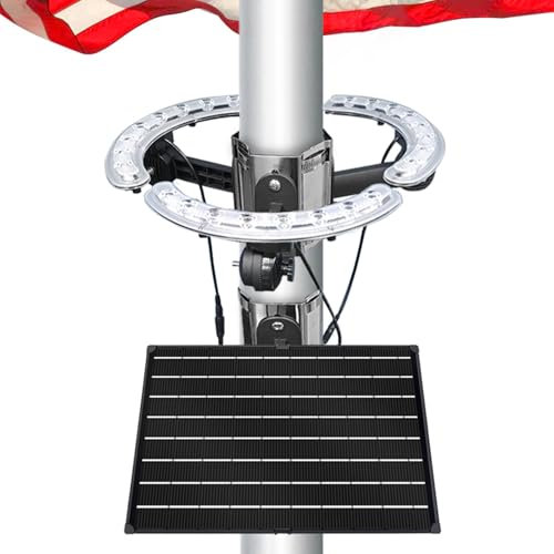 RAYSLIT Solar Flag Pole Light 3300 Lumens Flag Pole Lights Solar Powered 24×1W LED Lighting for Flagpole IP65 Waterproof Adjustable Clamp Fits Diameter 2-6” Flagpoles Work up to 16 Hour