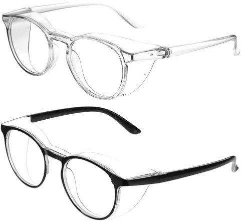 YUXIANLB Safety Glasses Anti Fog Goggles for Nurses Women Protective Eyewear, 2 Pack Eye Anti Dust Protection Glasses for Women, Men (Gray&Black)