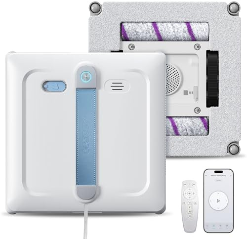 AGORVIO Window Cleaning Robot - Patented DualFore Tech, Turbo Roller Brush + Microfiber Pad Combo Cleaning, 6 Wide-Angle Spray Nozzles, AI Nav, Multi-Layer Safety, App/Remote Control