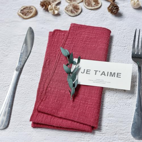 YKAFADE Stoffservietten 10 Stück 42x42cm Dinner Stoffservietten Baumwolle Waschbare Tischservietten für Ostern Thanksgiving Weihnachten Hochzeiten Partys Bankette Tischdekoration -weinrot