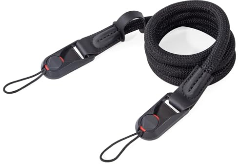 Yesaler Bandoulière en Corde Sangle D'appareil Photo à Dégagement Rapide 116cm Appareil Photo Courroie pour DSLR Sans Miroir Noir