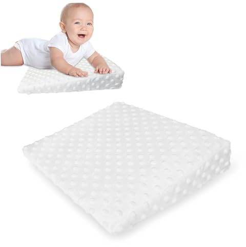 QJDFLL Baby Kissen Baby Babykissen für Neugeborene Lagerungskissen Ergonomisches Keilkissen Anti Reflux Kissen Kopfverformung Geeignet für Flaschenfütterung Schlafen Stillen (White)